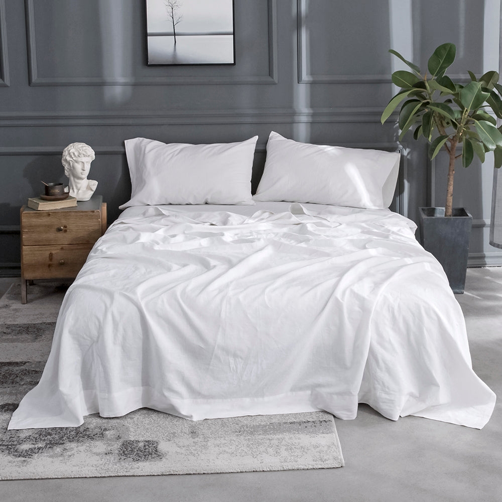 55% Linen + 45% Cotton Blend Flat Sheet - Basic Style