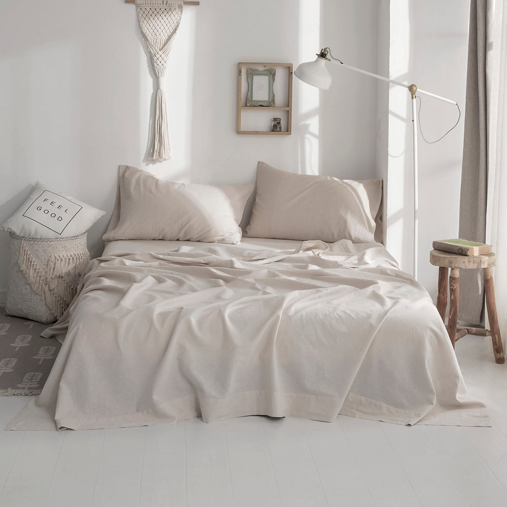 55% Linen + 45% Cotton Blend Flat Sheet - Basic Style