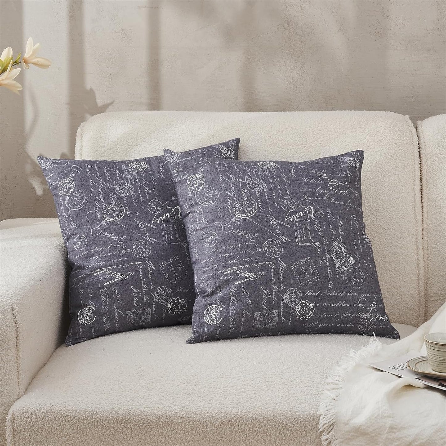 BISELINA Linen Throw Pillow Covers - Landscape Printed Pattern
