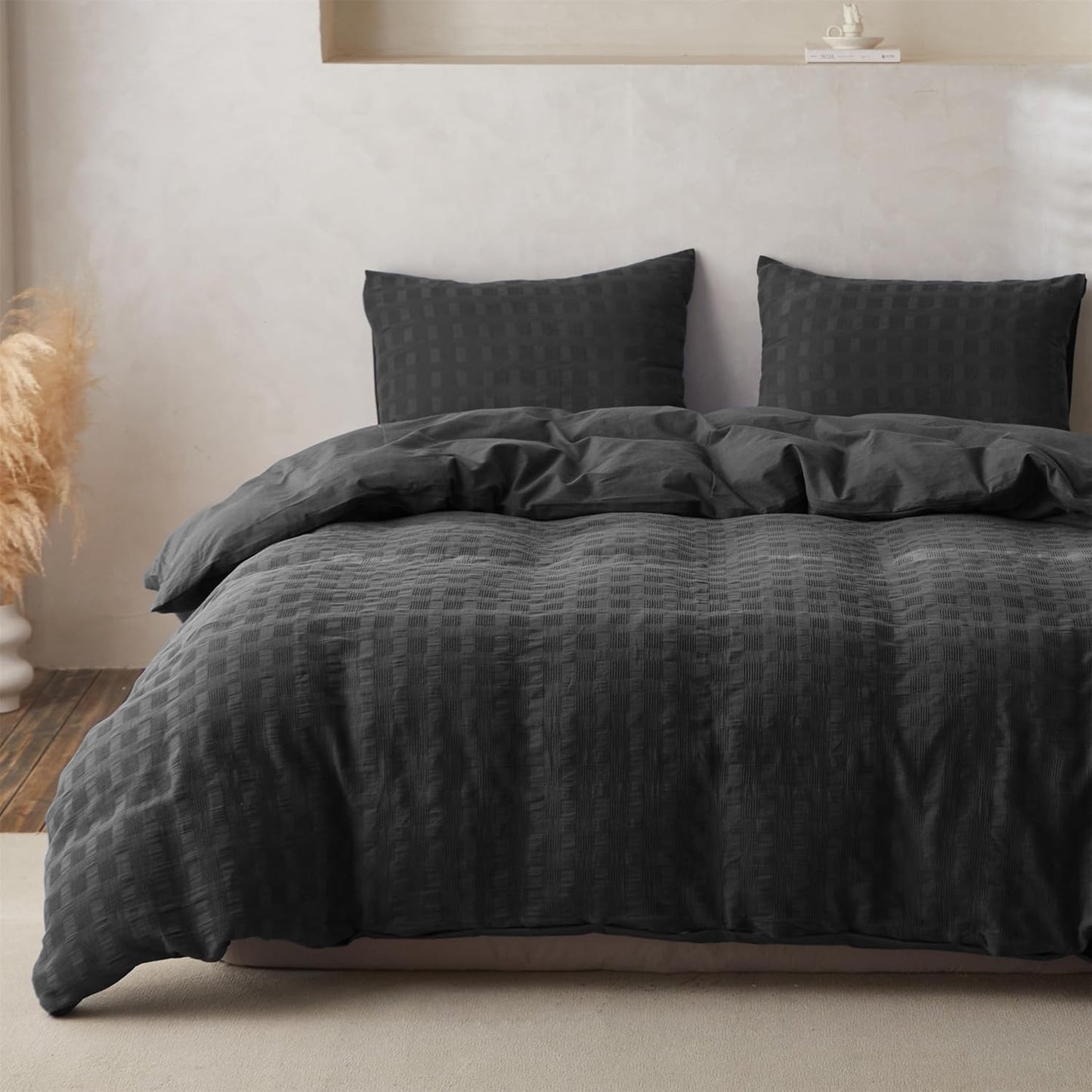 100% Cotton Duvet Cover Set Waffle Weave 3PCS
