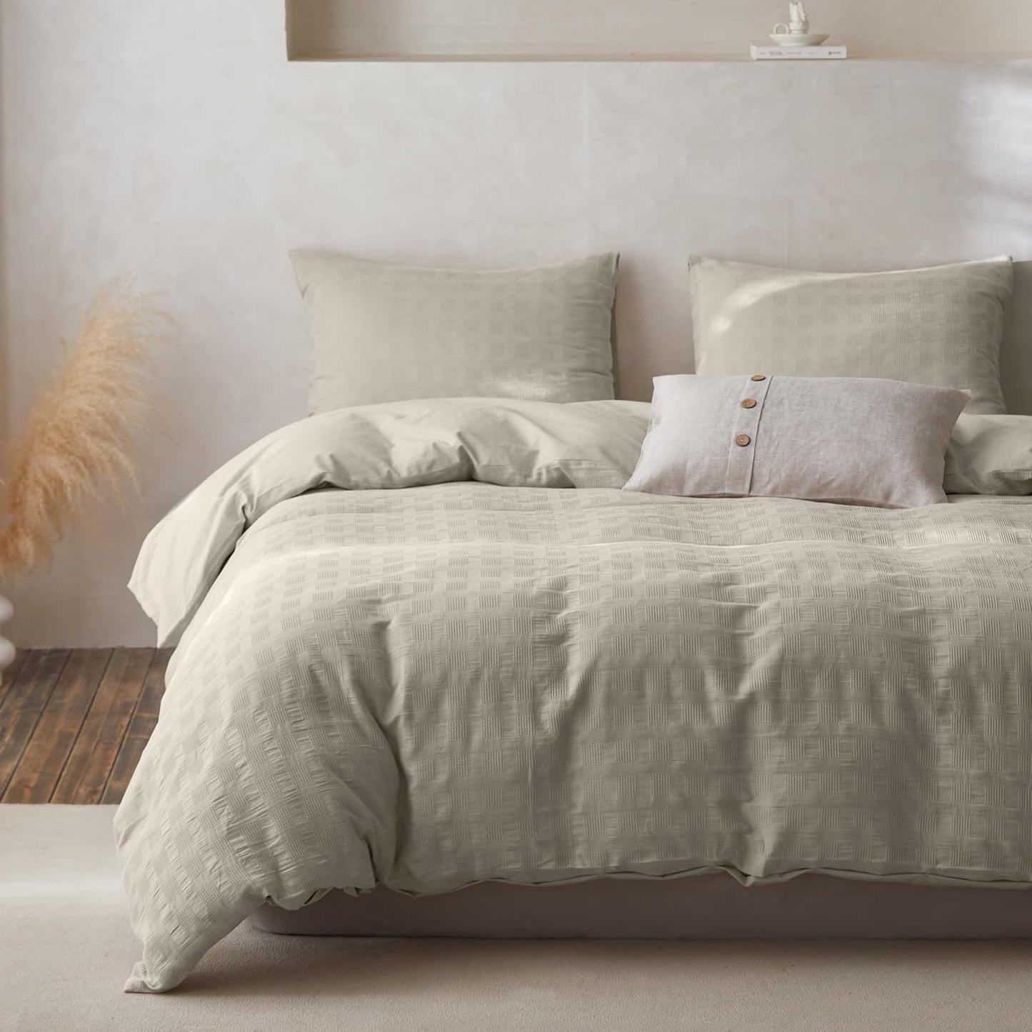 100% Cotton Duvet Cover Set Waffle Weave 3PCS