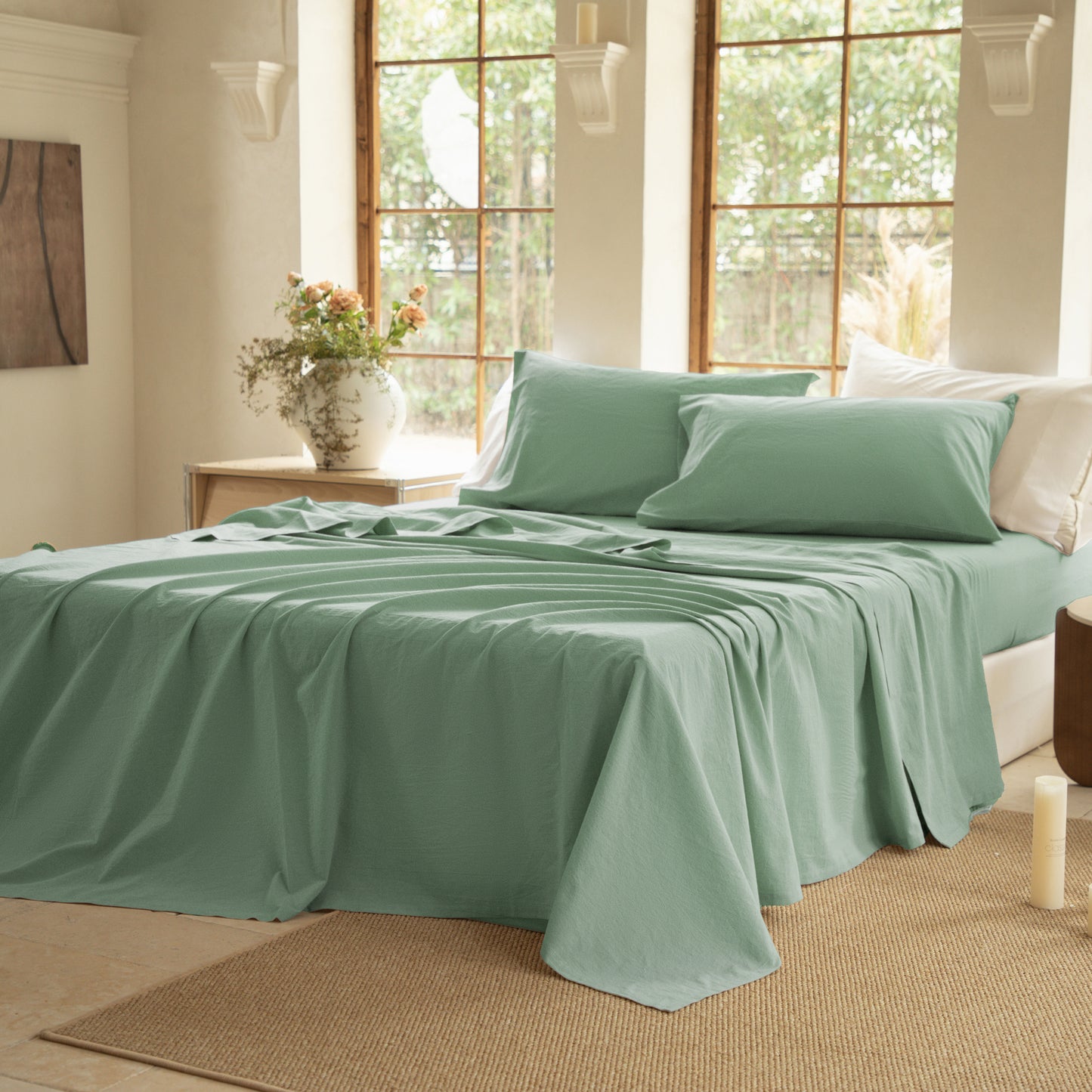 BISELINA 100% Washed Cotton Sheet Set