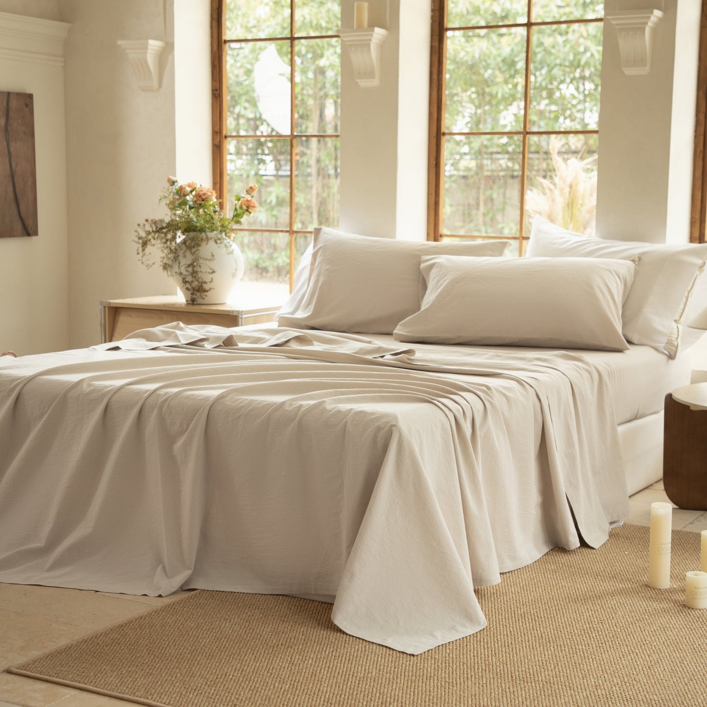 BISELINA 100% Washed Cotton Sheet Set