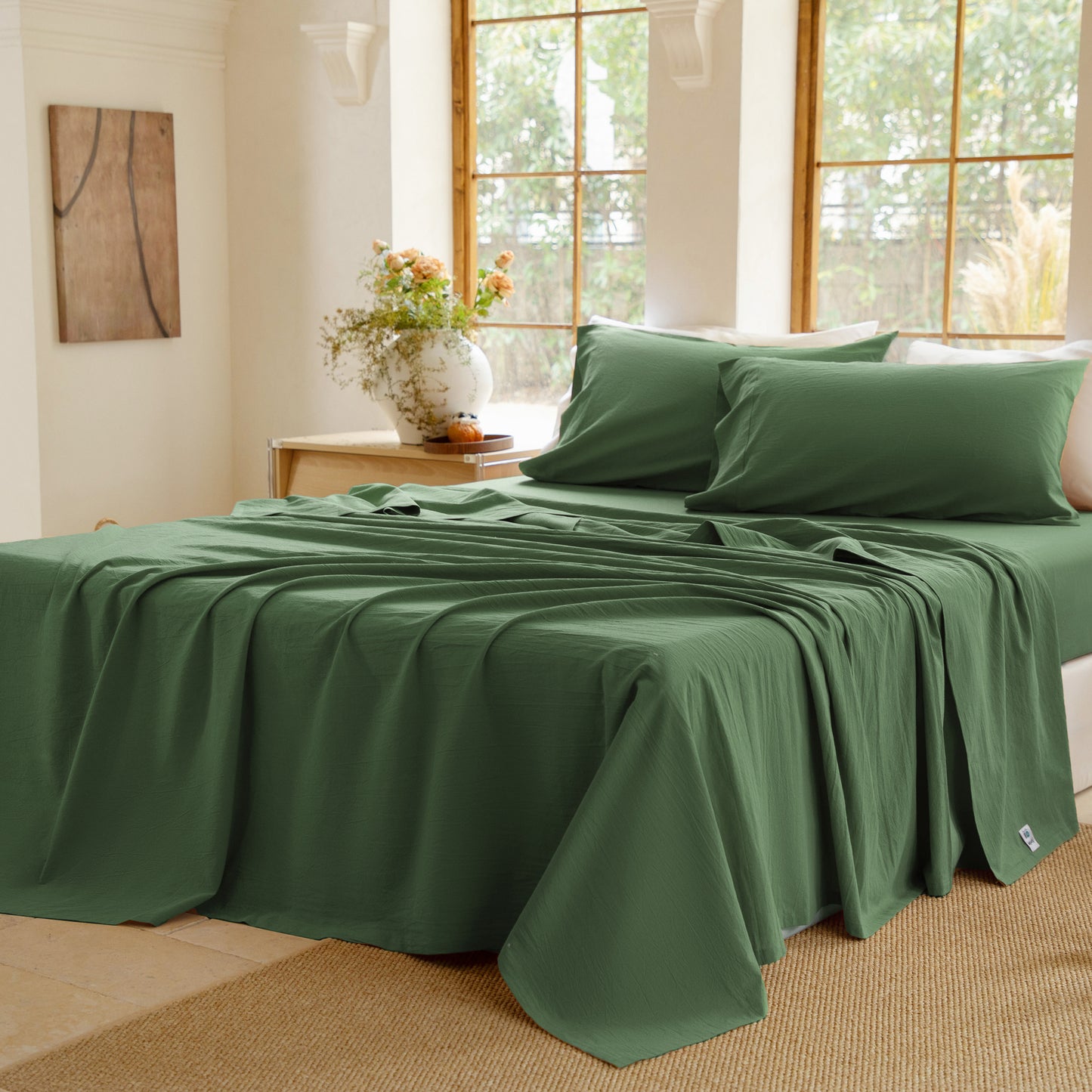 BISELINA 100% Washed Cotton Sheet Set