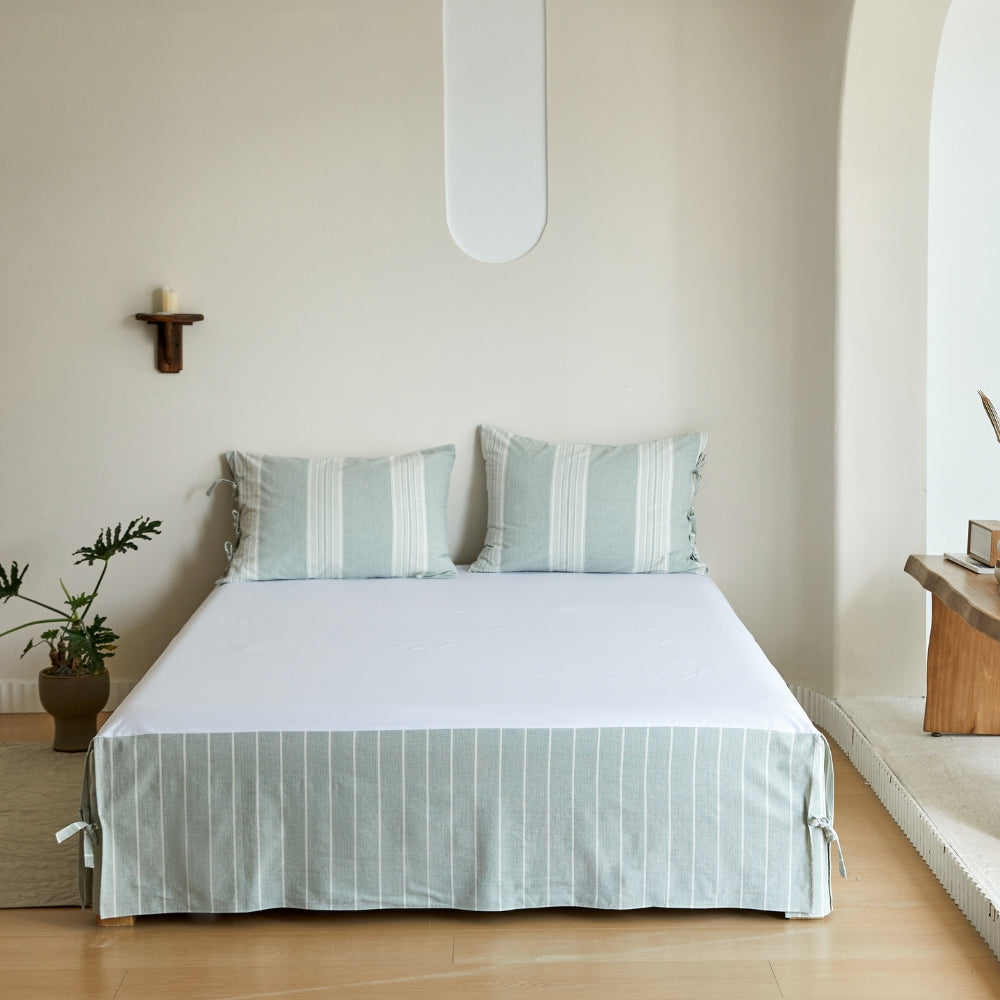 100% Washed Cotton Bed Skirt - Stripes