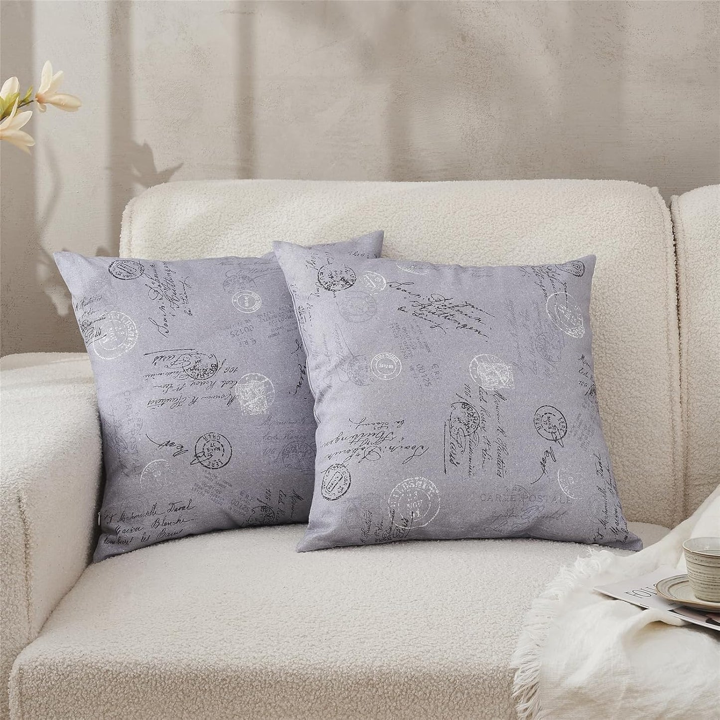 BISELINA Linen Throw Pillow Covers - Landscape Printed Pattern