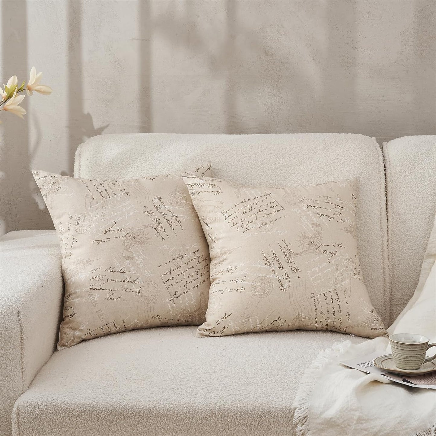 BISELINA Linen Throw Pillow Covers - Landscape Printed Pattern