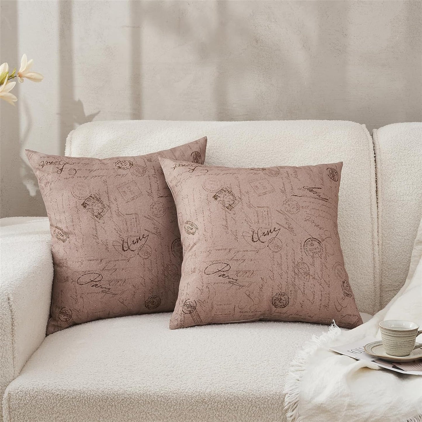 BISELINA Linen Throw Pillow Covers - Landscape Printed Pattern