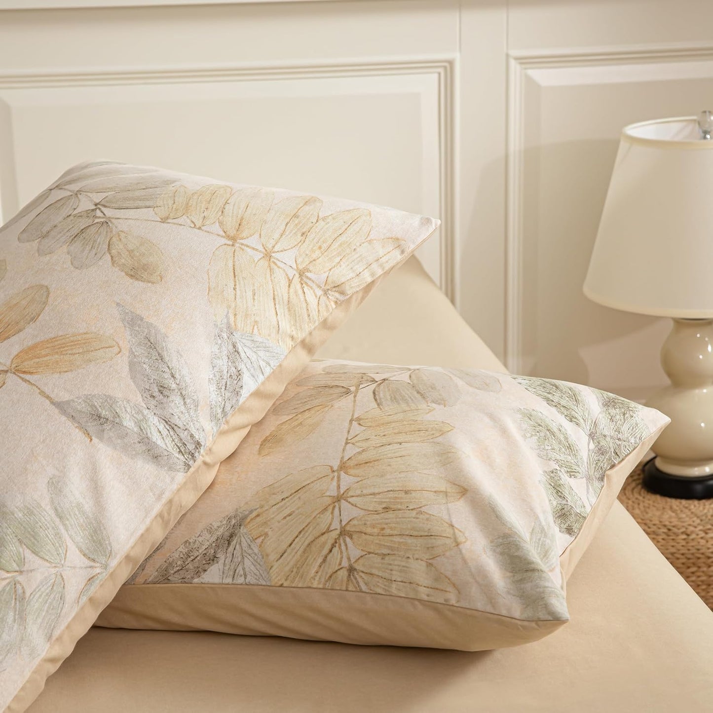 BISELINA 100% Cotton Reversible Brushed Duvet Cover Set - Leaf