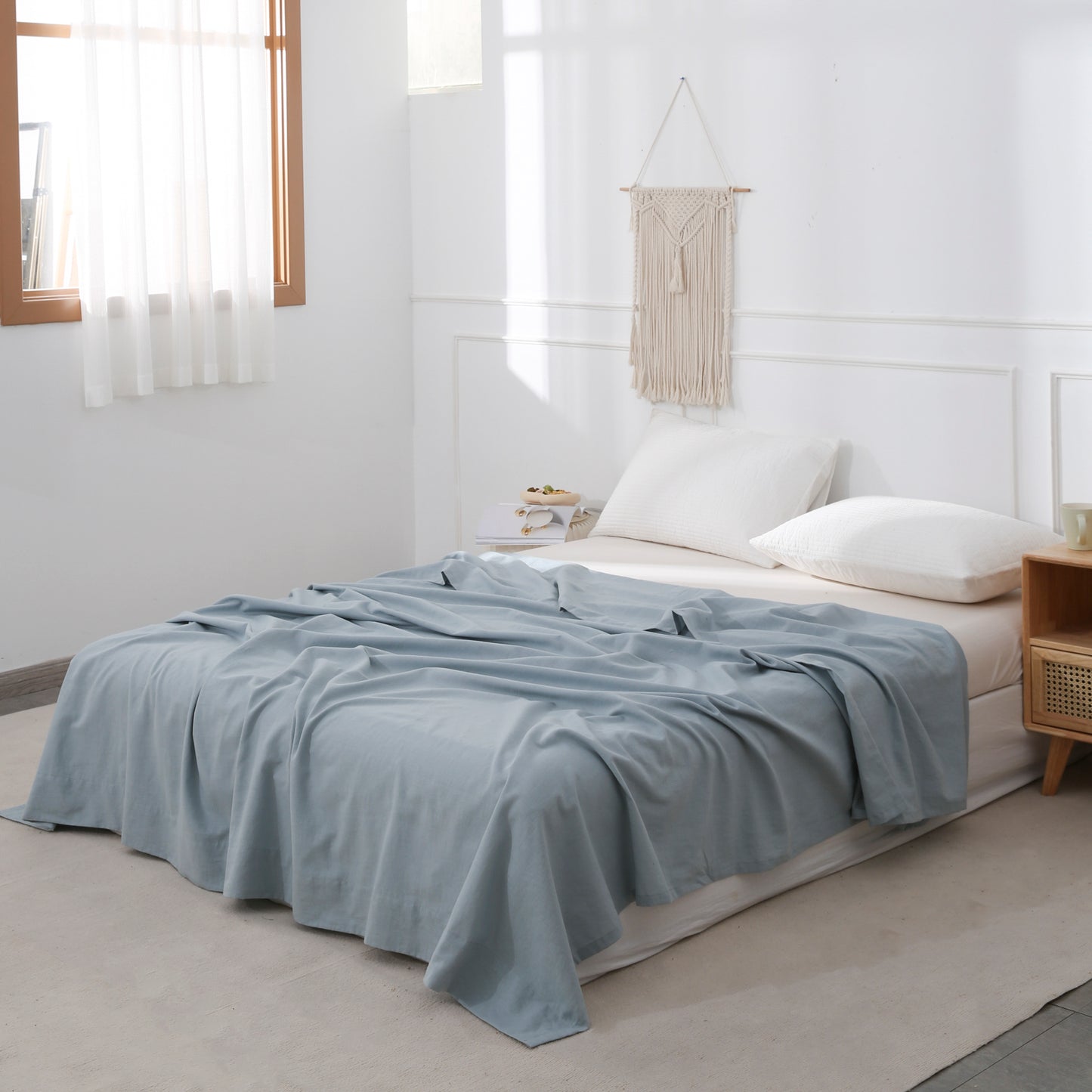 55% Linen + 45% Cotton Blend Flat Sheet - Basic Style