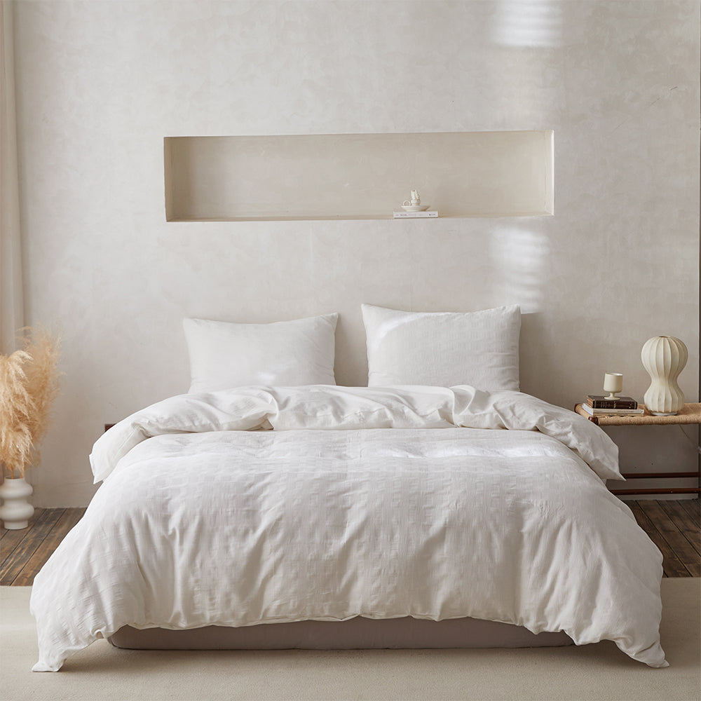 100% Cotton Duvet Cover Set Waffle Weave 3PCS
