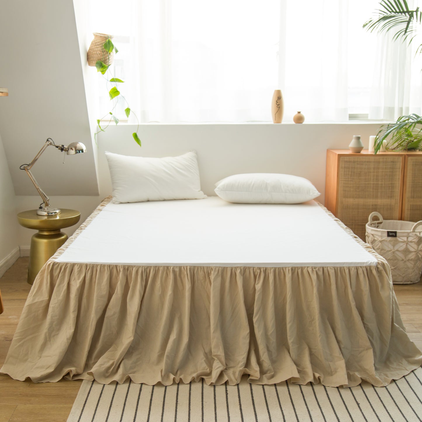 55% Linen + 45% Cotton Blend Bed Skirt - Ruffle