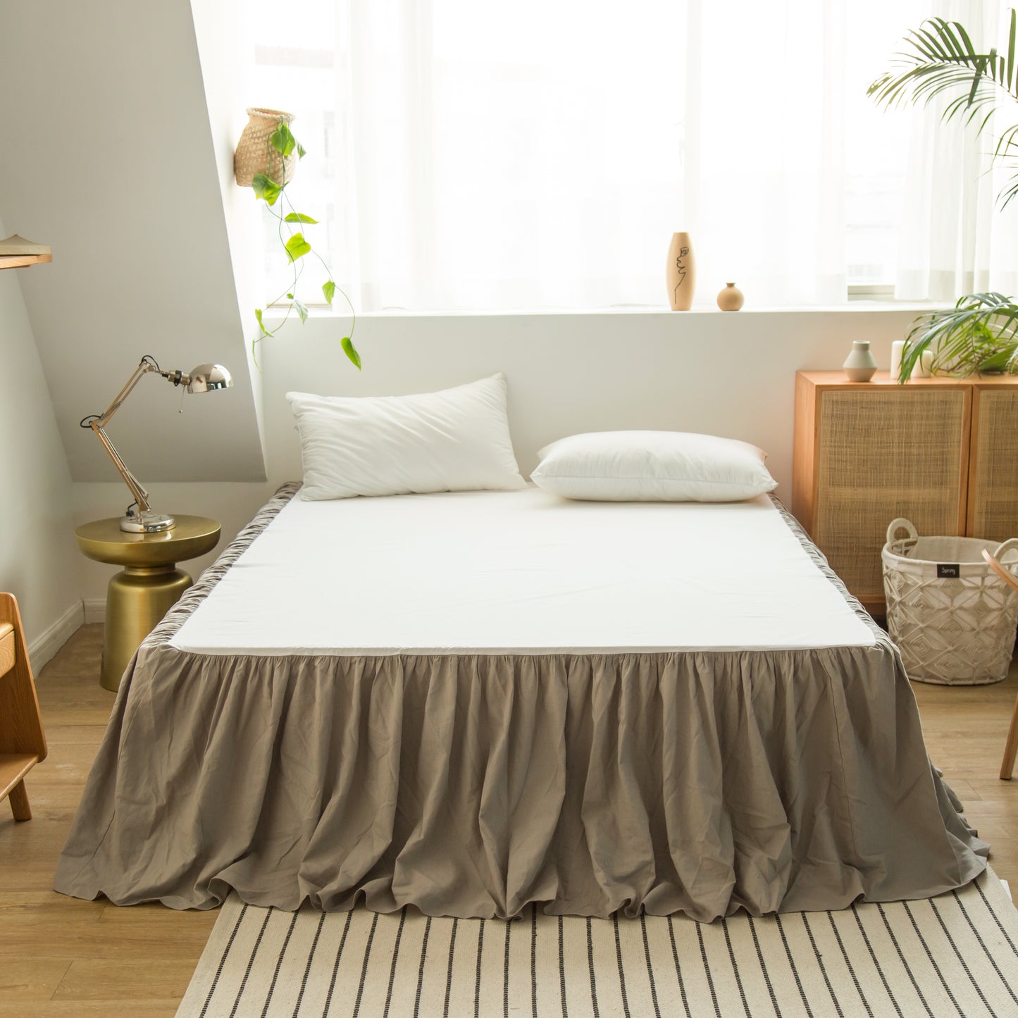 55% Linen + 45% Cotton Blend Bed Skirt - Ruffle