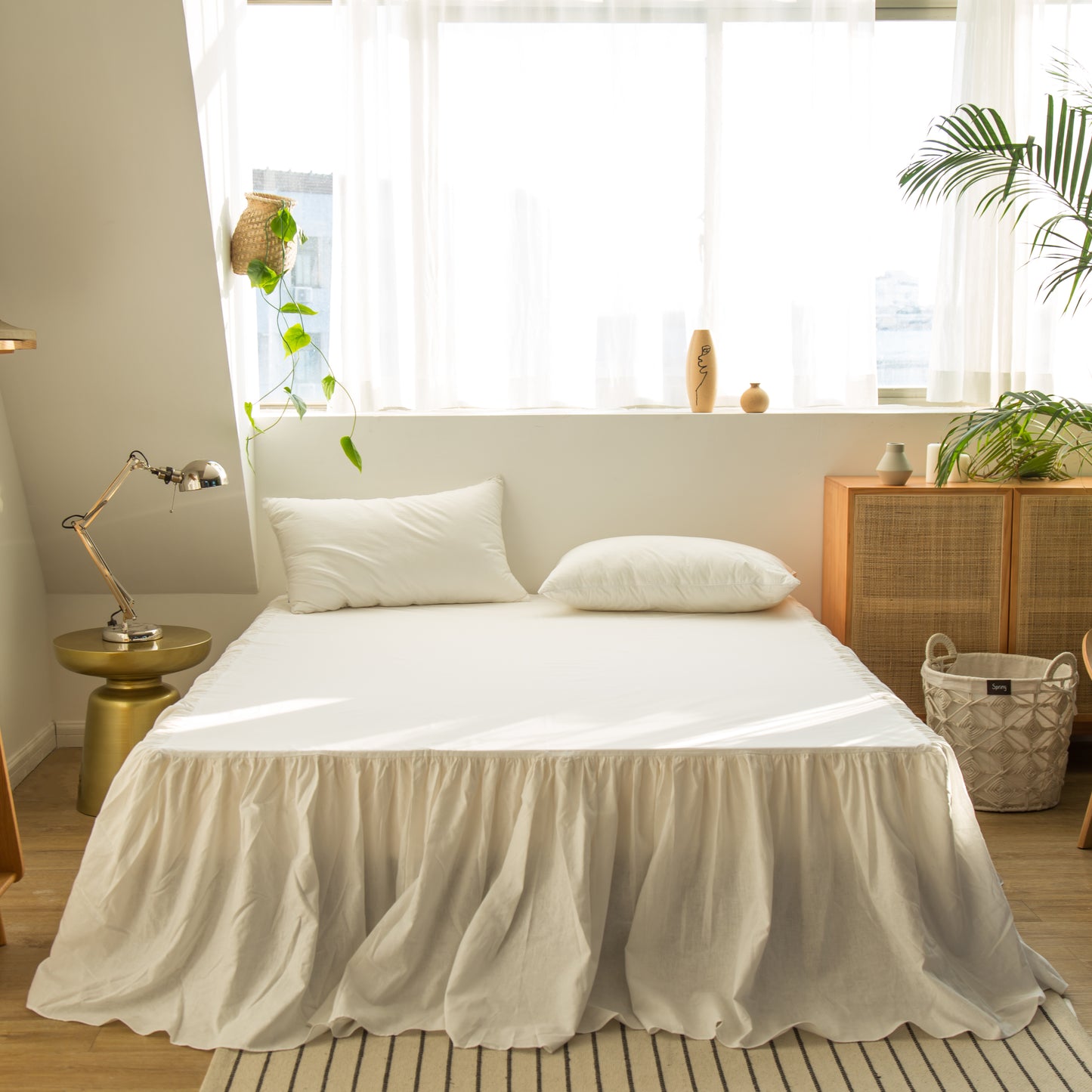 55% Linen + 45% Cotton Blend Bed Skirt - Ruffle