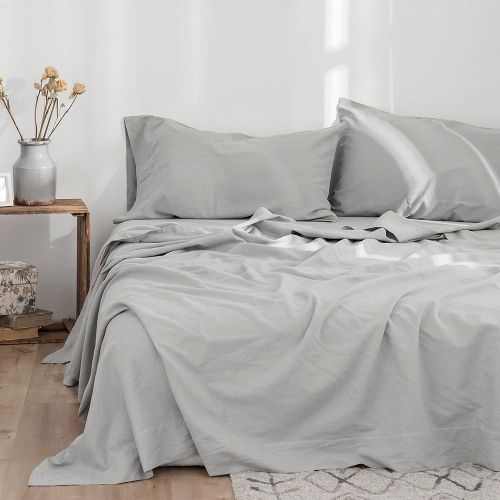55% Linen + 45% Cotton Blend Flat Sheet - Basic Style