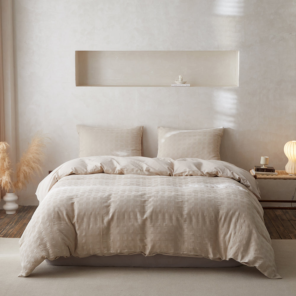 100% Cotton Duvet Cover Set Waffle Weave 3PCS