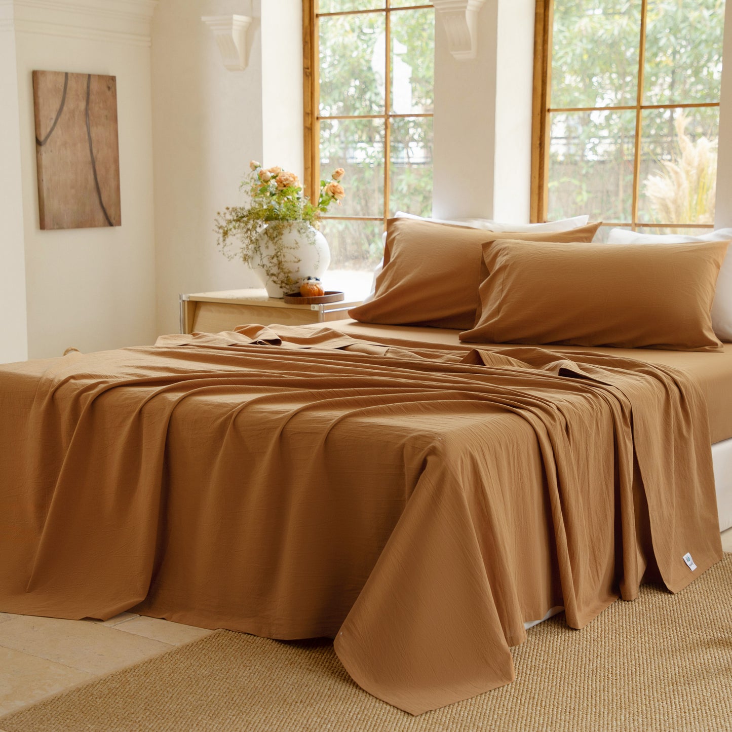 BISELINA 100% Washed Cotton Sheet Set