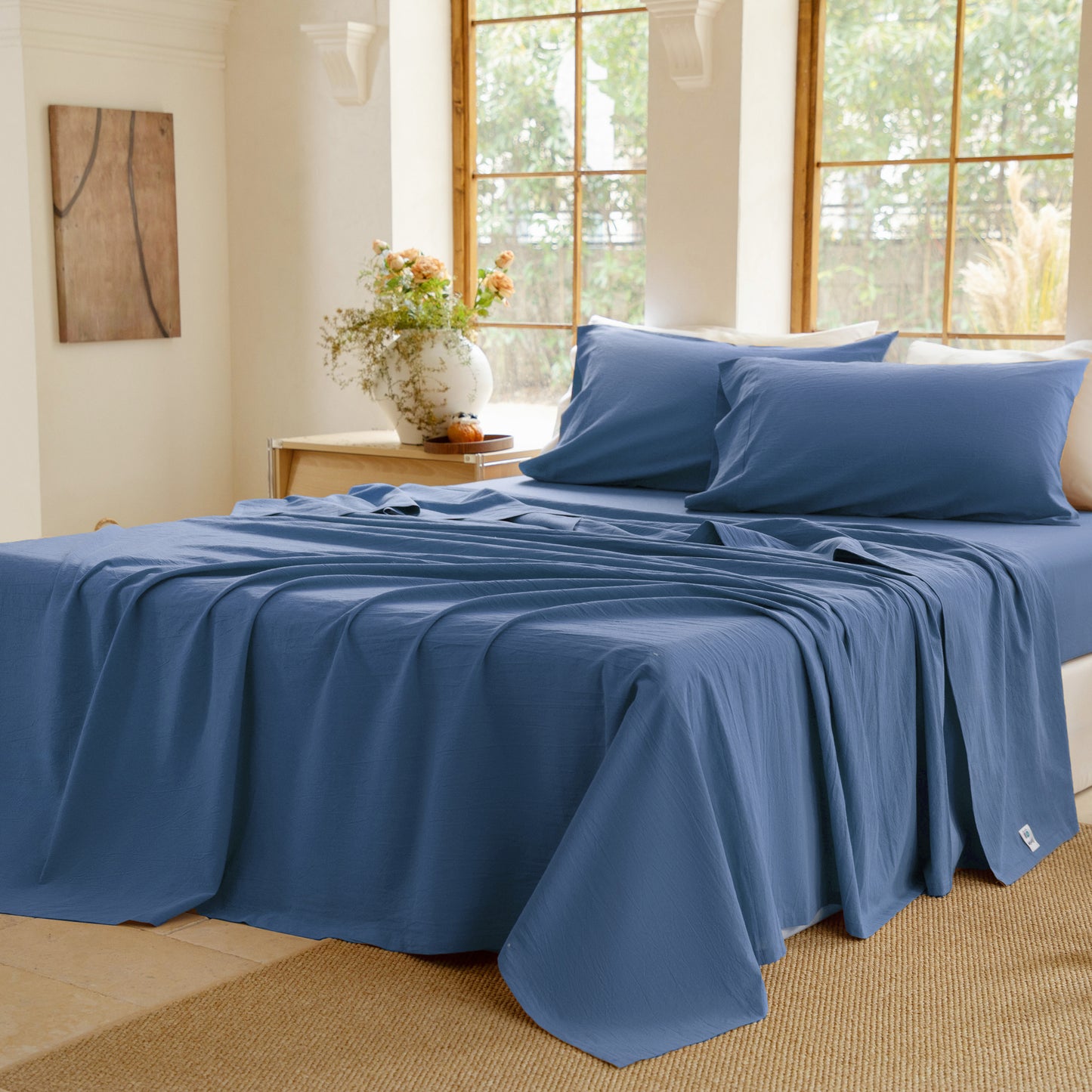 BISELINA 100% Washed Cotton Sheet Set