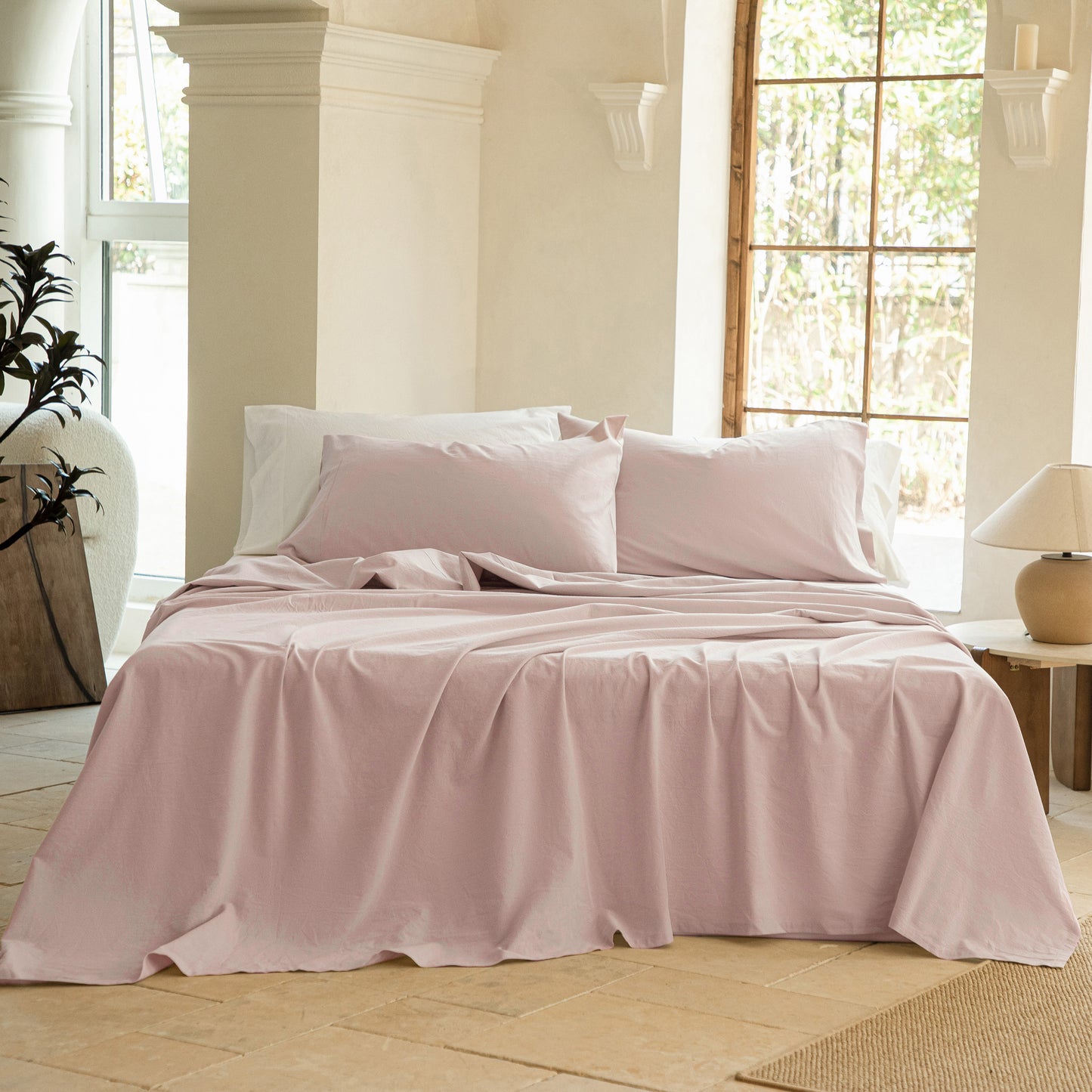 BISELINA 100% Washed Cotton Sheet Set