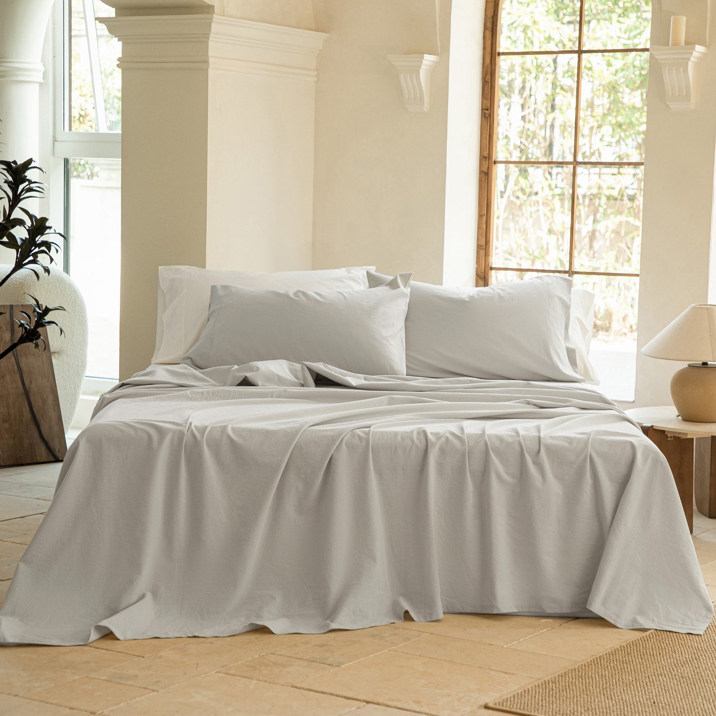 BISELINA 100% Washed Cotton Sheet Set