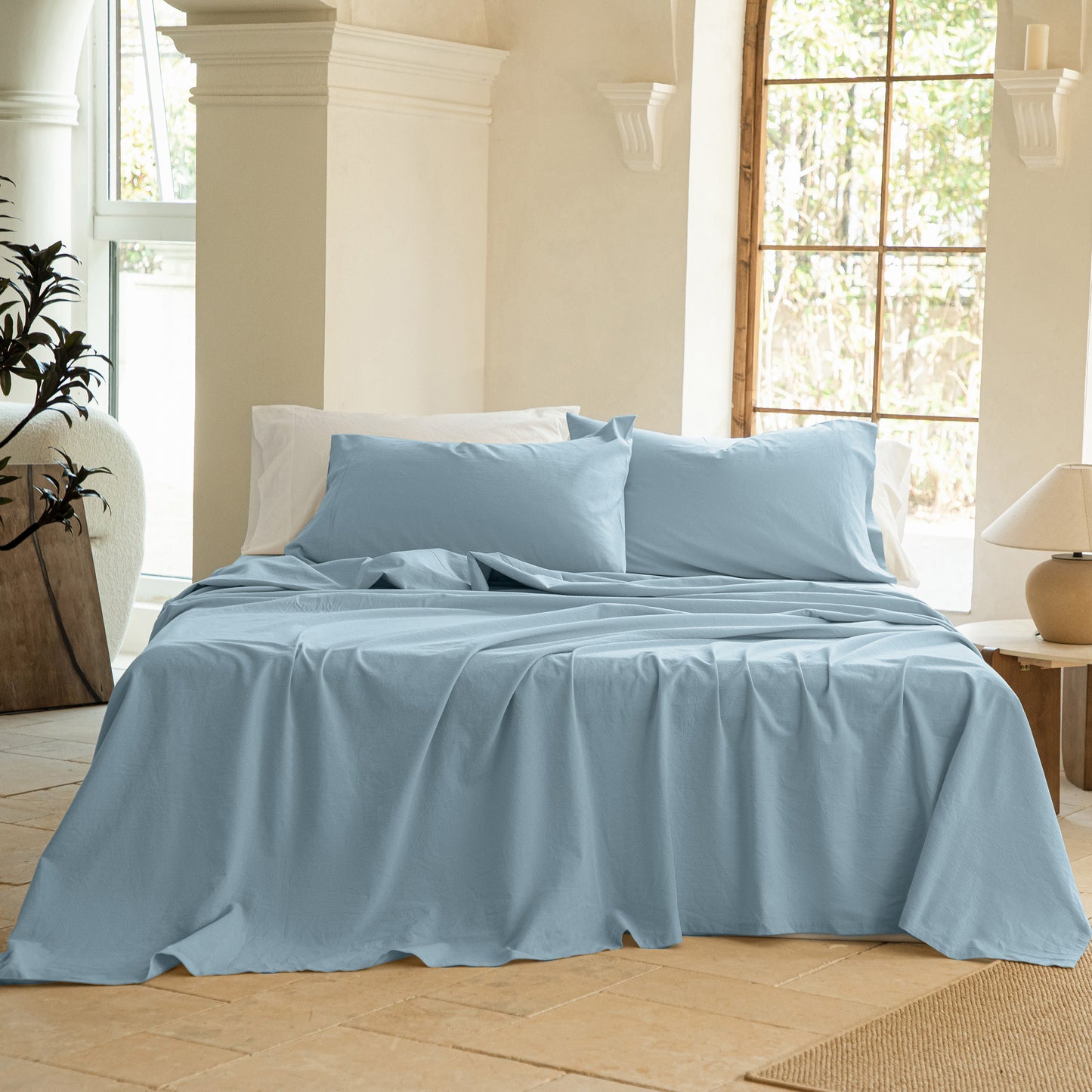 BISELINA 100% Washed Cotton Sheet Set