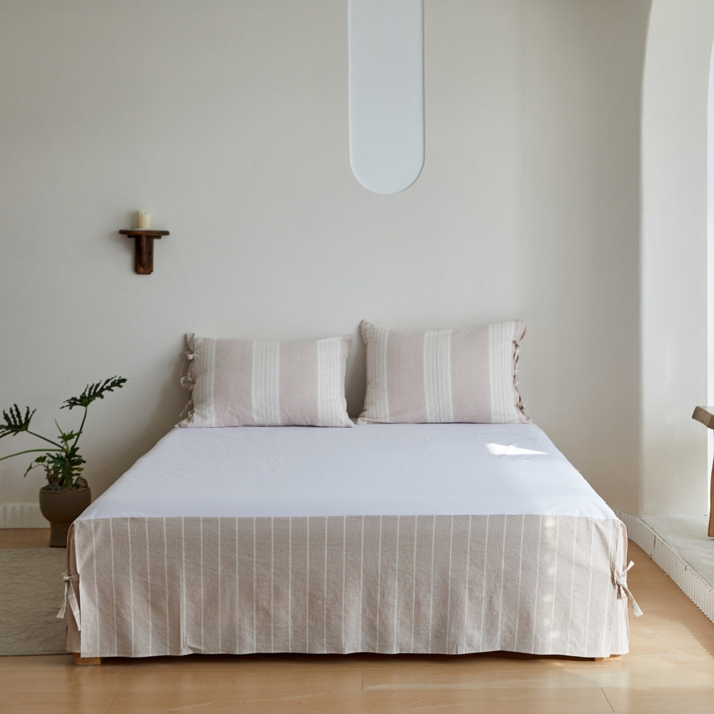 100% Washed Cotton Bed Skirt - Stripes