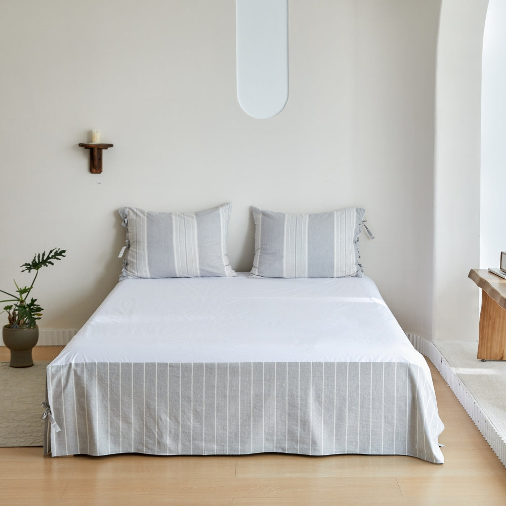 100% Washed Cotton Bed Skirt - Stripes