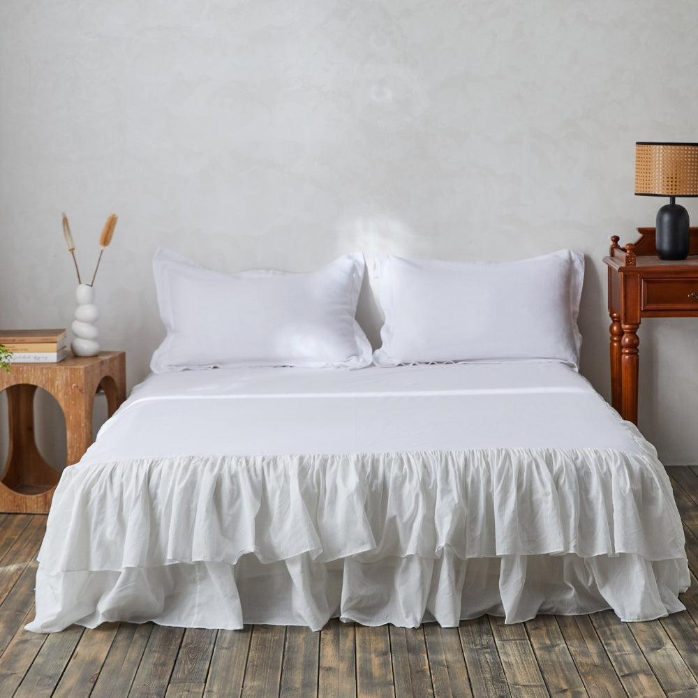 100% Cotton Bed Skirt  - Double Layer Yarn Ruffles