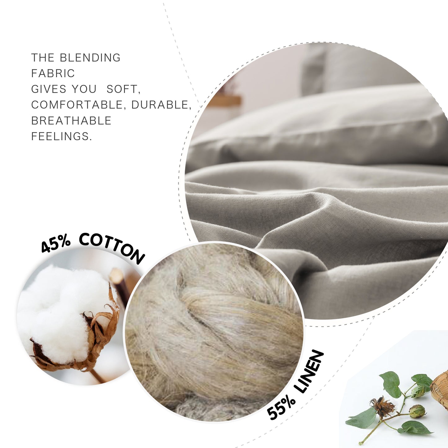 55% Linen + 45% Cotton Duvet Cover Set - French Lace